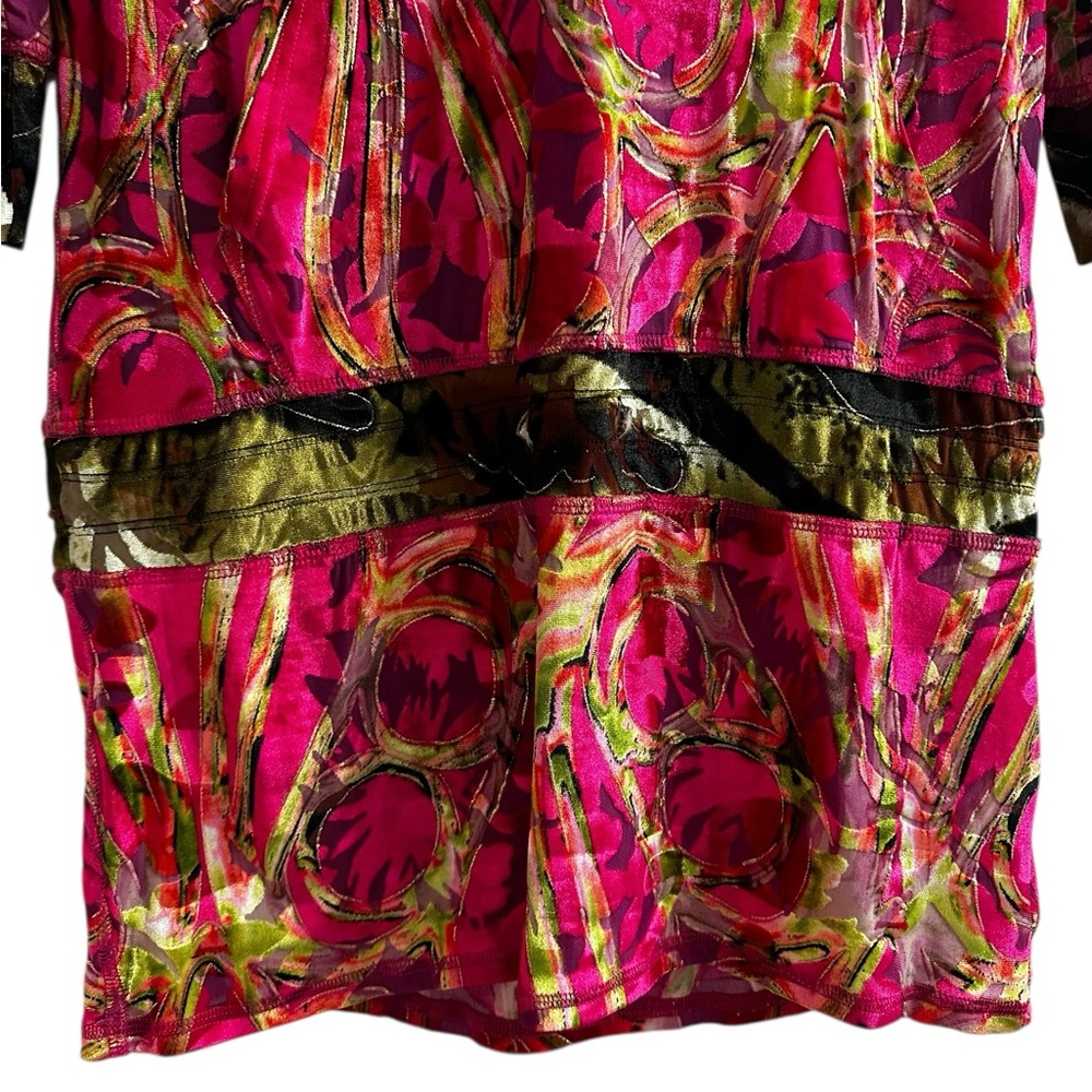 Vintage Custo Barcelona Velvet Burnout Tunic Top Y2K Boho Psychedelic Streetwear - Picture 8 of 15